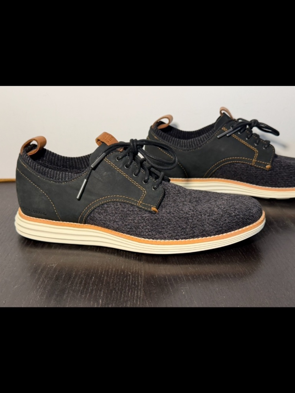 NWOB Cole Haan Original Grand Stitchlite Saddle Oxfords Shoes Black/Tan Men 7.5M